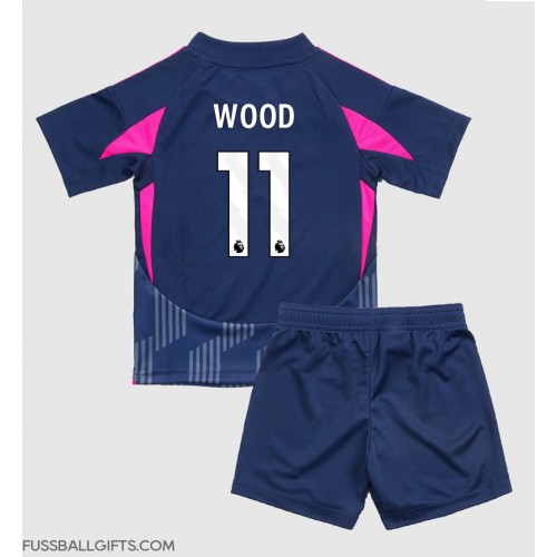 Nottingham Forest Chris Wood #11 Fußballbekleidung Auswärtstrikot Kinder 2024-25 Kurzarm (+ kurze hosen)